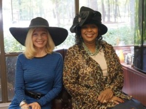 Dr. Ann Snyder (left), CEO and President of Interfaith, and Honorary Chair for the 'Hats Off to Literacy' Brunch and Hat Fashion Show along with Rita Wiltz (right), Executive Director/Founder of Children’s Books on Wheels, show off their hats as they prepare for the brunch and hat fashion show fundraiser benefiting the Children’s Books on Wheels.