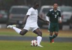 The Woodlands midfielder Bubacarr Jobe takes a shot on goal during a match against Stratford in the Kilt Cup on Thursday at The Woodlands High School. To view or purchase this photo and others like it, visit HCNpics.com.