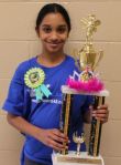 Vogel Intermediate student Samyukta Neeraj spelled the word opacity, which helped her win the Zone 8 Spelling Bee at Peet Junior High Feb. 17.