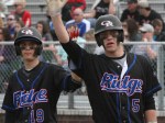 Grant Ware, left, and Alex Walker, right, participate in a recent home game. The War Eagles won on the road Thursday.