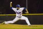 Oak Ridge's Reliever Peydon Vasquez pitches against The Woodlands at Oak Ridge High School Tuesday.