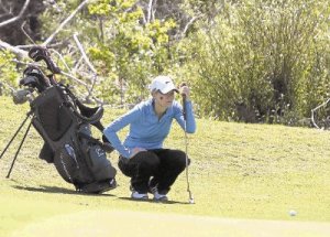 Greta Bruner of The Woodlands opened the Region II-5A tournament with an 80 on Monday. The Lady Highlanders are second in the team standings.