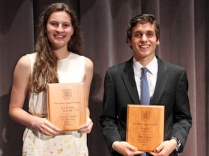 The John Cooper School’s Female Athlete of the Year Julianne Malek and Male Athlete of the Year Pedro Nasta