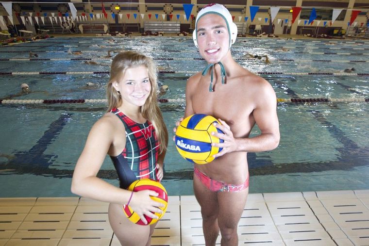 Heather Clark and Cole Pollina are on The Woodlands High School Water Polo team.