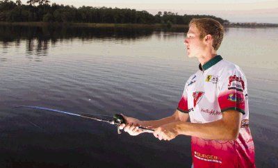 Grant Davis, who helped start the Woodlands High School Bass Fishing Team two years ago, fishes in The Woodlands.