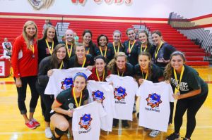 Woodland players sport championship T-shirts and awards