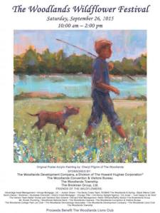 Cheryl Pilgrim is the winner of The Woodlands Wildflower Festival poster contest. She will be signing posters from 10am to noon at the event on Saturday, September 26.