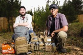 eff Conlon and Jazz Howard, owners of Modern Skirmisher, display some of their featured survival and outdoors gear.