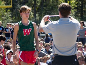 Daniel Golden accepts his medal at the 16-6A District Championship Thursday, October 14. 