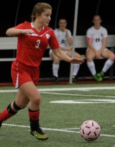Splendora freshman midfielder Hailey Rouse brings the ball up the field during a match against Nederland on Thursday, Jan. 7, 2016, at Turner Stadium as a part of the 2016 Humble ISD Cup.